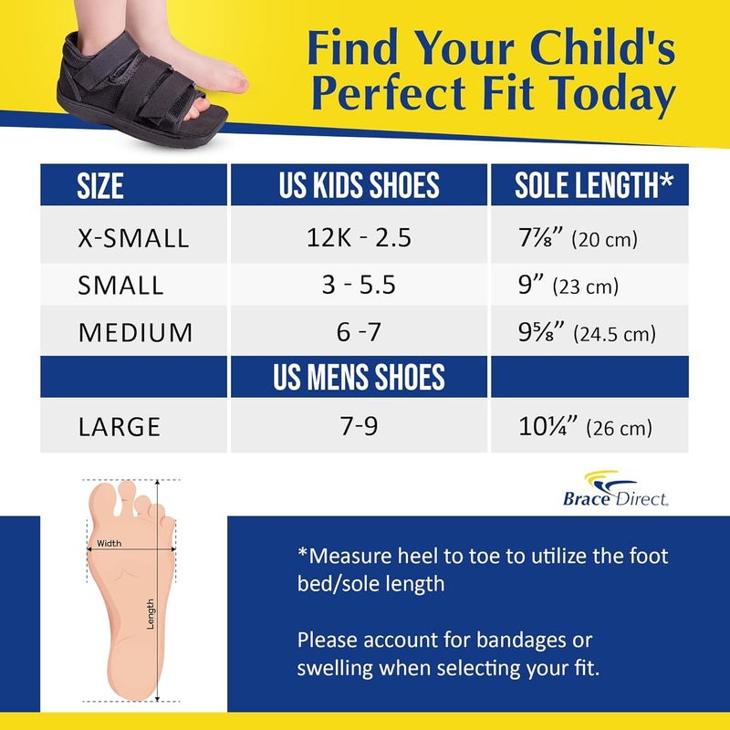 Brace Direct Pediatric Post-Op Shoe, Children’s Foot Injury Recovery, Support for Broken Toes, Fractures, Sprains, Protective Square Toe, Universal Left or Right Foot, Kids L (US 6.5-7) - Image 4